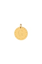 Gold color / Circle charm initial G Gold Color Stainless Steel 