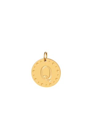 Circle charm initial Q Gold Color Stainless Steel h5 