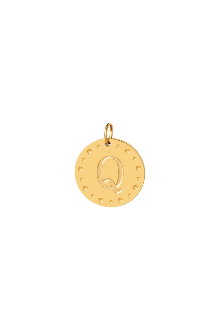 Circle charm initial Q Gold Color Stainless Steel 