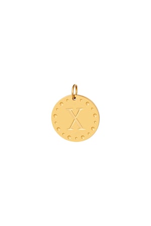 Circle charm initial X Gold Color Stainless Steel h5 