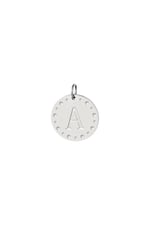 Silver color / Circle charm initial A Silver Color Stainless Steel 