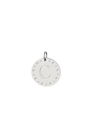 Circle charm initial C Silver Color Stainless Steel h5 