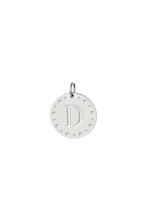 Circle charm initial D Silver Color Stainless Steel h5 