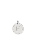 Silver color / Circle charm initial F Silver Color Stainless Steel Picture6