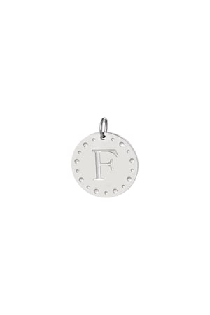 Circle charm initial F Silver Color Stainless Steel h5 