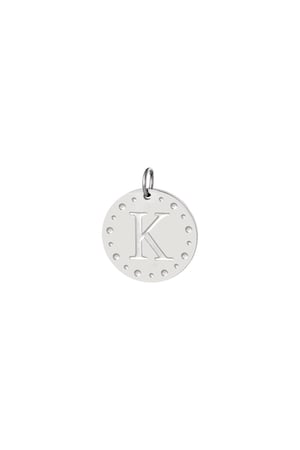 Circle charm initial K Silver Color Stainless Steel h5 