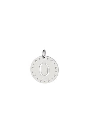 Circle charm initial O Silver Color Stainless Steel h5 