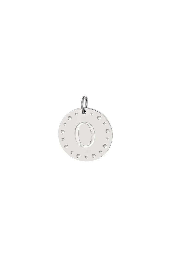 Circle charm initial O Silver Color Stainless Steel 