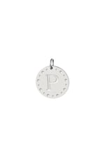 Silver color / Circle charm initial P Silver Color Stainless Steel Picture15