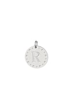 Silver color / Circle charm initial R Silver Color Stainless Steel Picture17