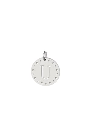 Circle charm initial U Silver Color Stainless Steel h5 