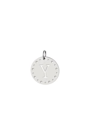 Circle charm initial Y Silver Color Stainless Steel h5 