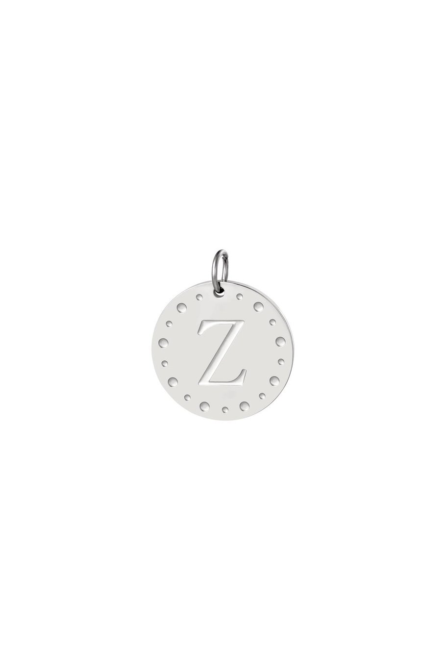 Circle charm initial Z Silver Color Stainless Steel 