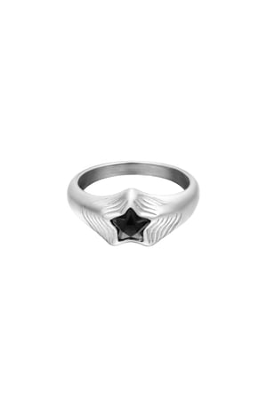 Ring zircon star Silver Color Stainless Steel 16 h5 