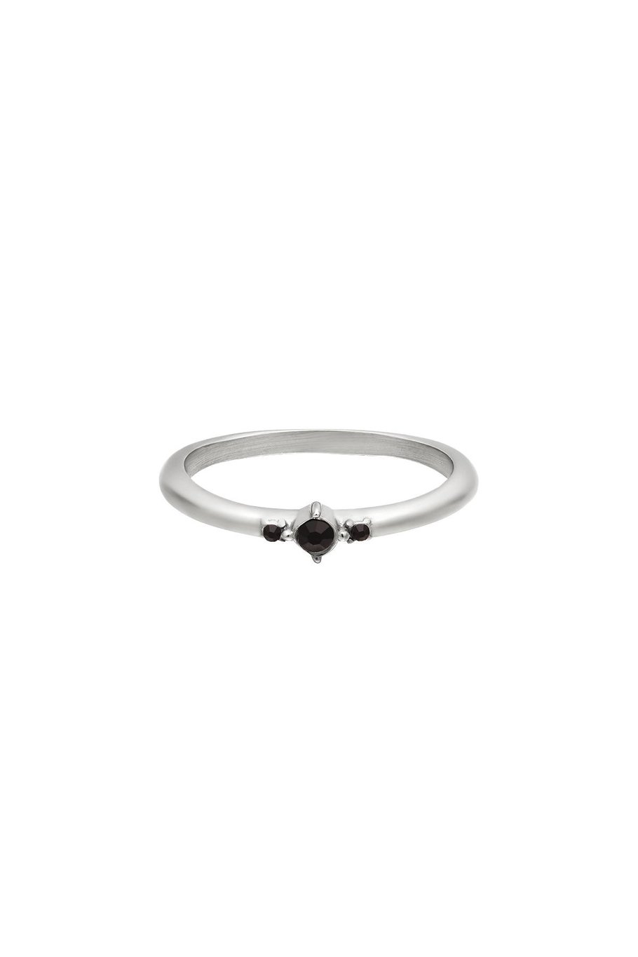 Edelstahlring mit winzigen Zirkoniasteinen Silber 16