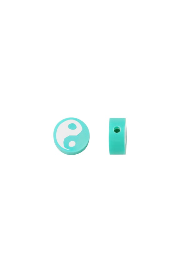 Polymer beads yin and yang turquoise Green polymer clay