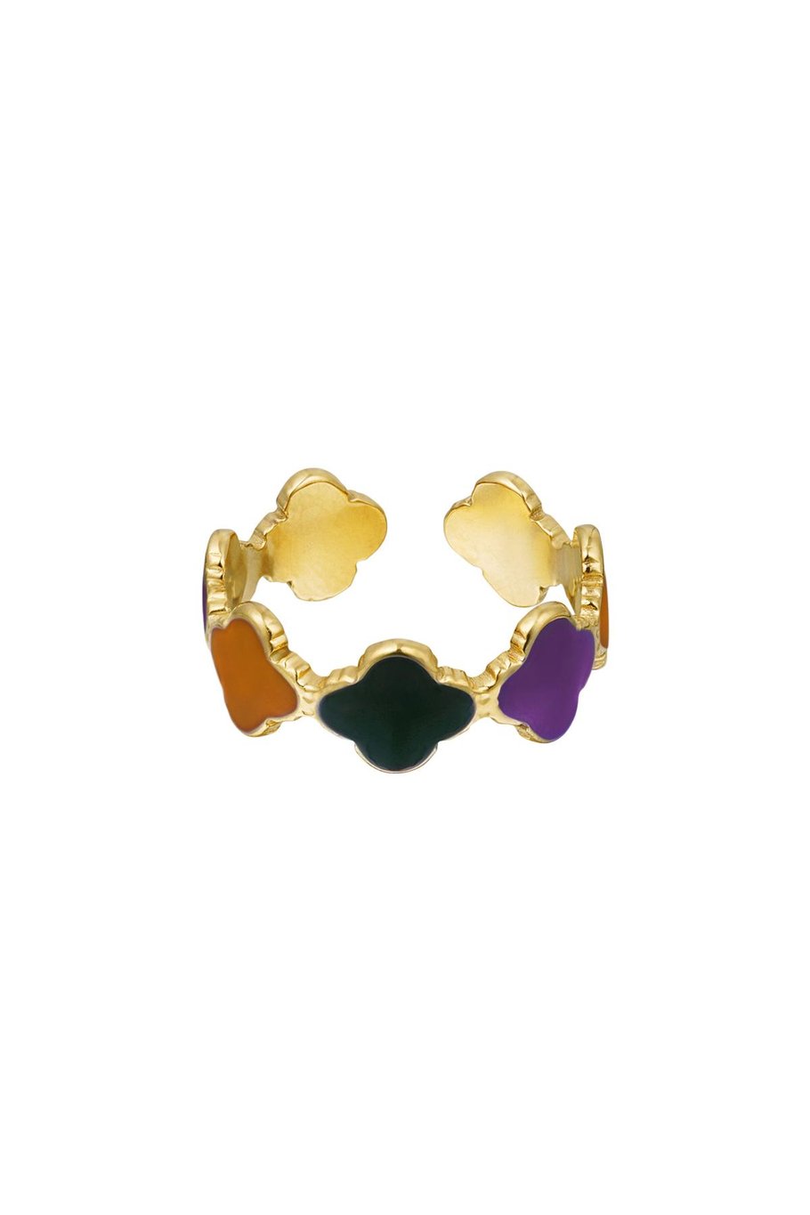 Ring clover colorful Purple Stainless Steel One size 