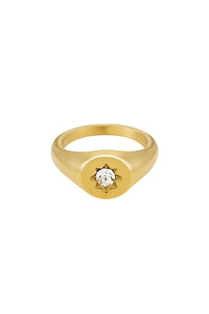 Signet ring star with zircon Gold Color Stainless Steel 18 h5 