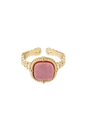 Statement ring elegant - pink - Natural stone collection Pink & Gold Color Stainless Steel One size h5 