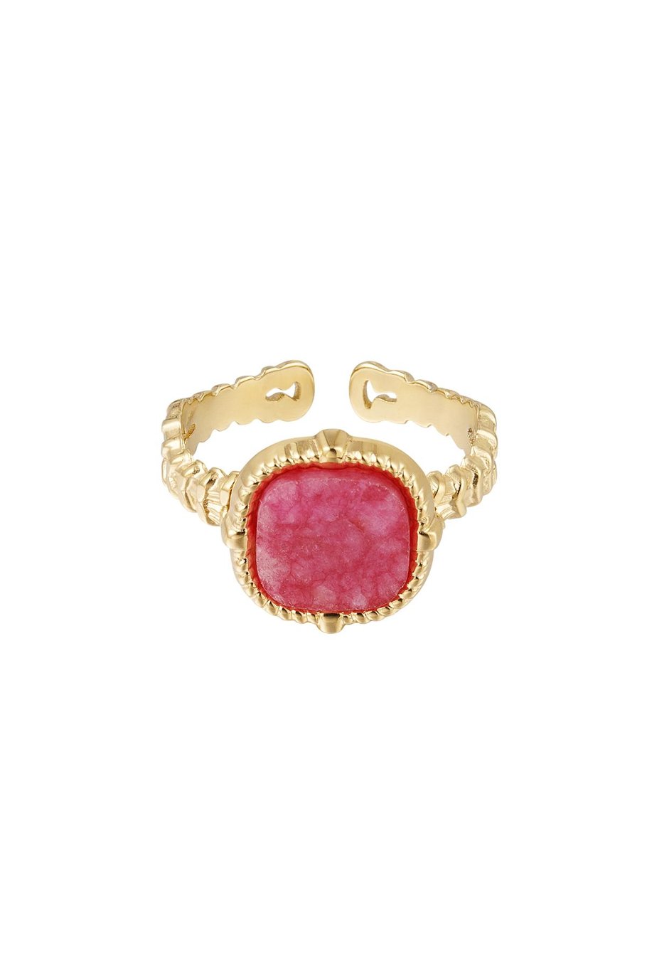 Statement-Ring elegant - beige - Natursteinkollektion Beige & Goldfarbe Edelstahl One size