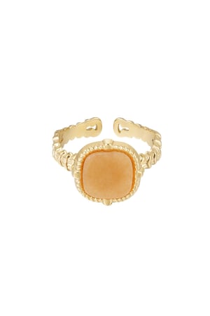 Statement ring elegant - orange - Natural stone collection Orange & Gold Color Stainless Steel One size h5 