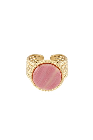 Statement-Ring Stein - Rosa - Naturstein-Kollektion Rosè & Goldfarbe Edelstahl One size h5 