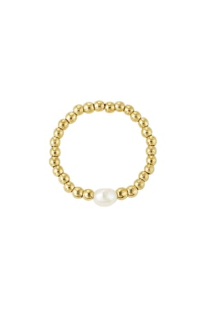 Elastic ring with pearl Gold Color Pearls One size h5 