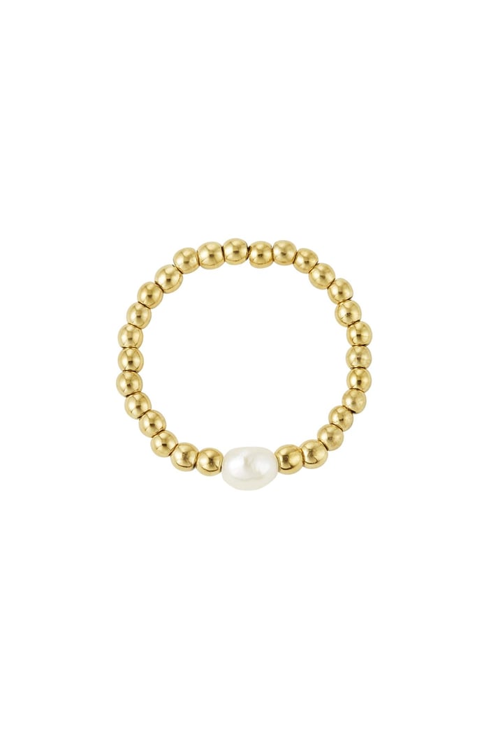 Elastic ring with pearl Gold Color Pearls One size 