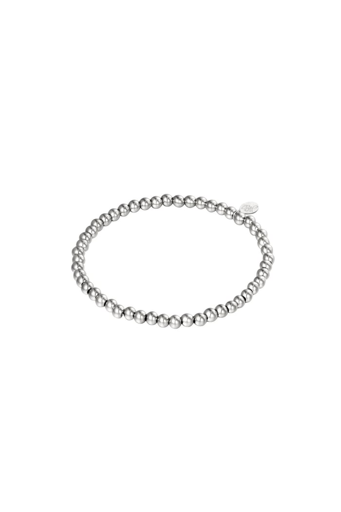 Bracelet Midi Beads Silver Color Stainless Steel-4MM 