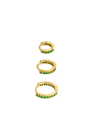 Earrings Set of Circles Green & Gold Color Copper h5 