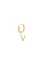 Gold color / Earrings Letter V Gold Color Copper Picture42