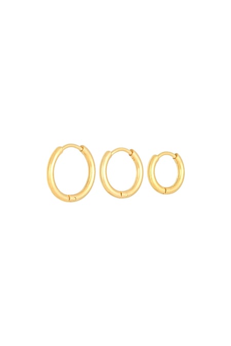 Pendientes Set Little Hoops Color dorado Acero inoxidable