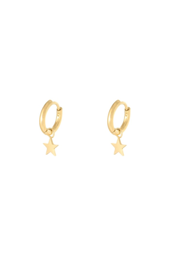 Earrings Star Gold Color Stainless Steel 