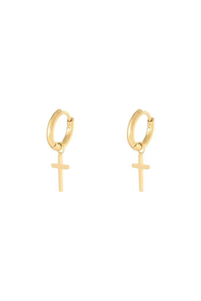 Earrings Faith Gold Color Stainless Steel 