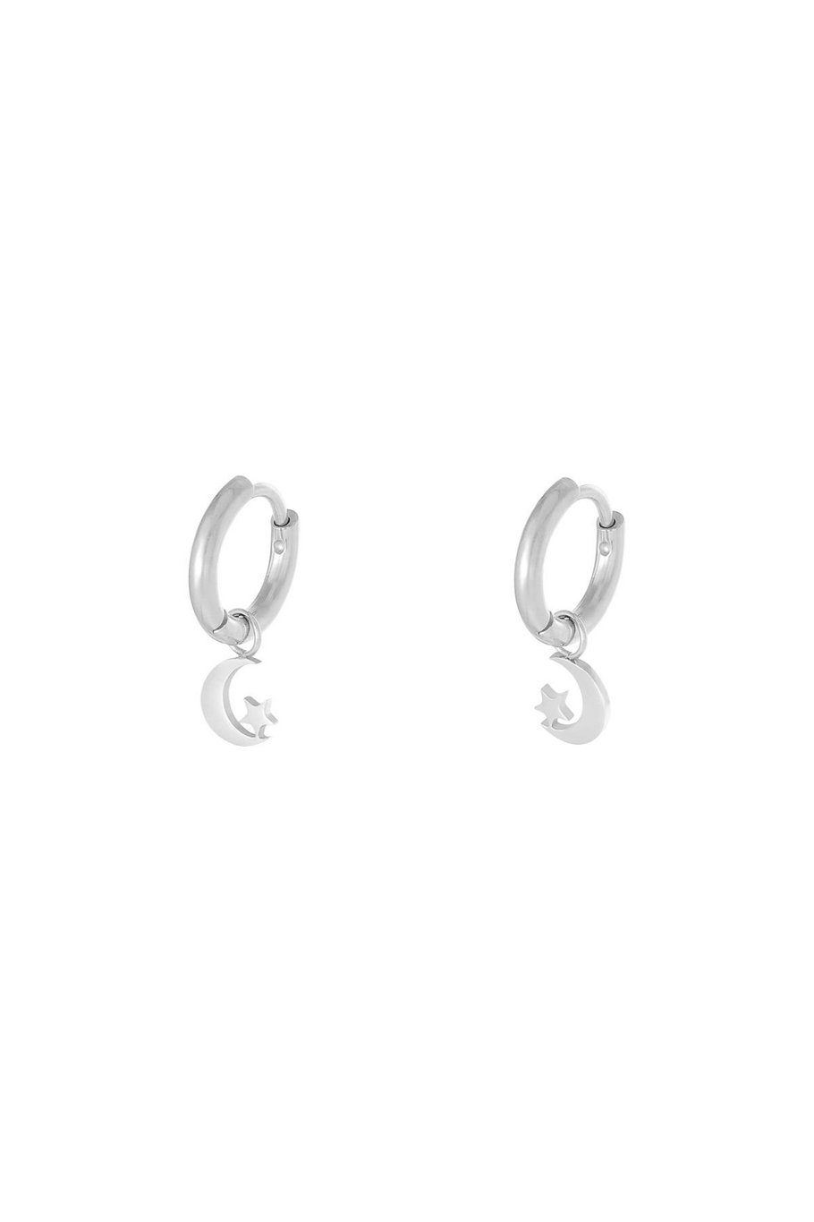 Earrings The Moon Silver Color Stainless Steel 