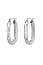 Silver color / Earrings oval spring Silver Color Stainless Steel 