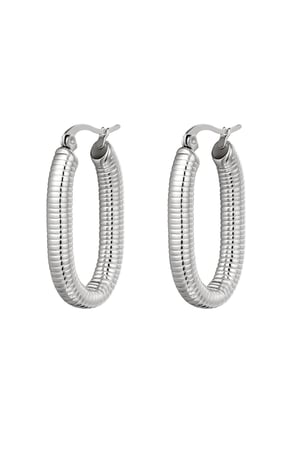 Earrings oval spring Silver Color Stainless Steel h5 