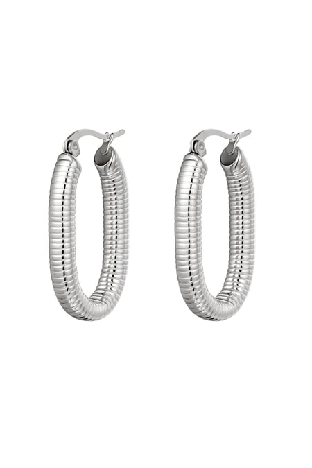 Earrings oval spring Silver Color Stainless Steel 2