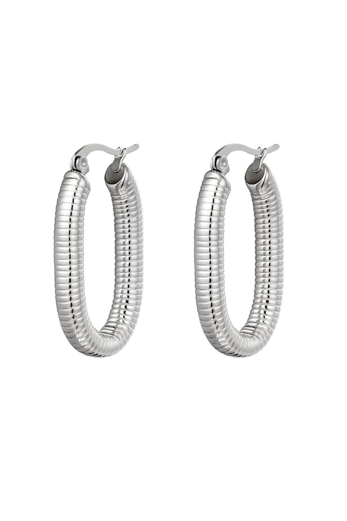 Earrings oval spring Silver Color Stainless Steel 