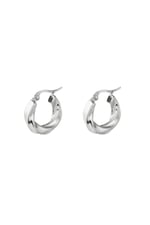 Silver color / Earrings Hoops Swirl Silver Color Stainless Steel 