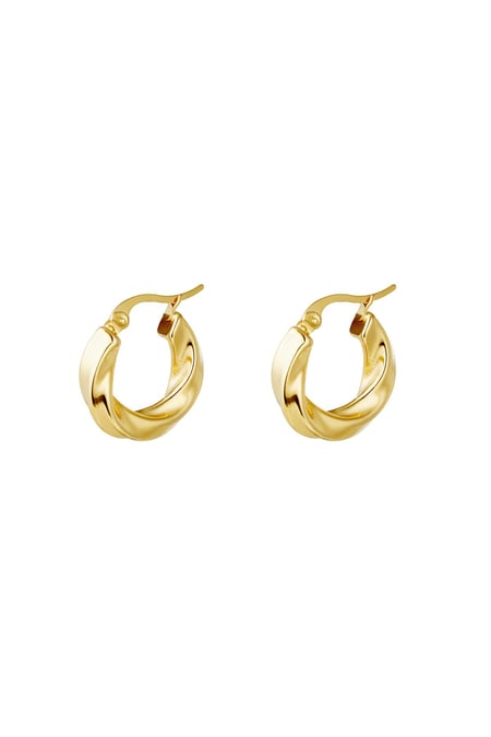 Earrings Hoops Swirl Gold Color Stainless Steel