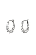 Silver color / Earrings Dangling Twist Silver Color Stainless Steel Picture2