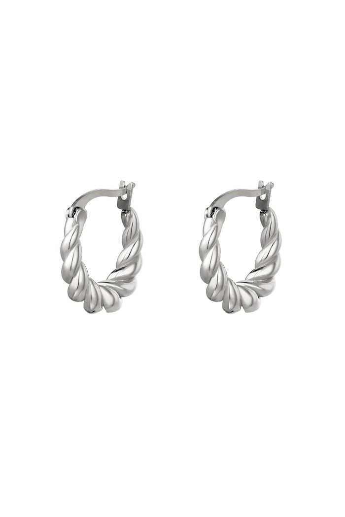 Earrings Dangling Twist Silver Color Stainless Steel 