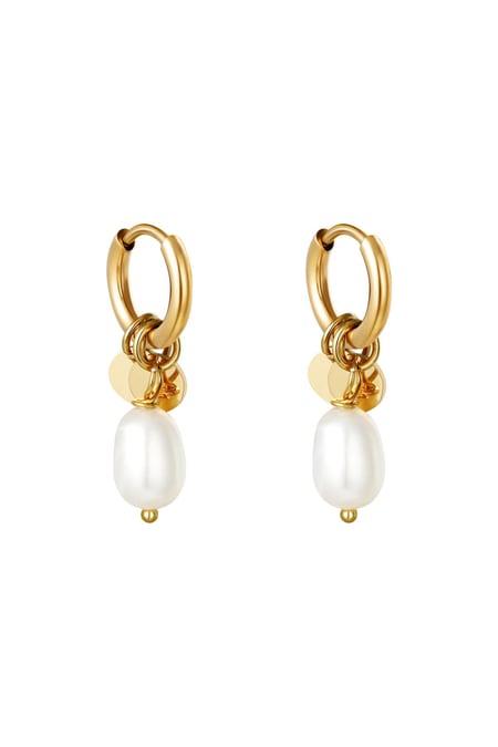 Earrings Pearl Drops Gold Color Stainless Steel 2