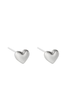 Earrings Bold Heart Silver Color Stainless Steel h5 