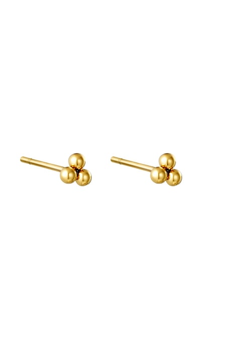 Earrings Triple Bullet Gold Color Stainless Steel