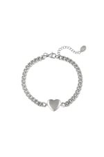 Silver color / Bracelet Chained Heart Silver Color Stainless Steel 