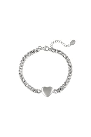 Bracelet Chained Heart Silver Color Stainless Steel h5 