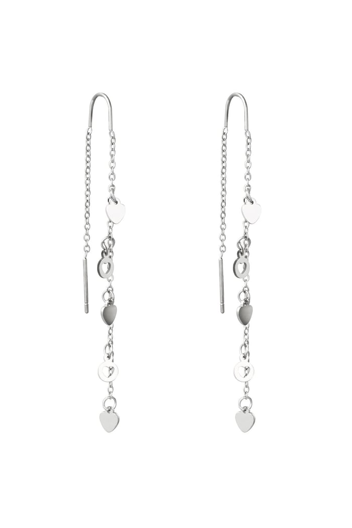 Earrings From the Heart Silver Color Stainless Steel 