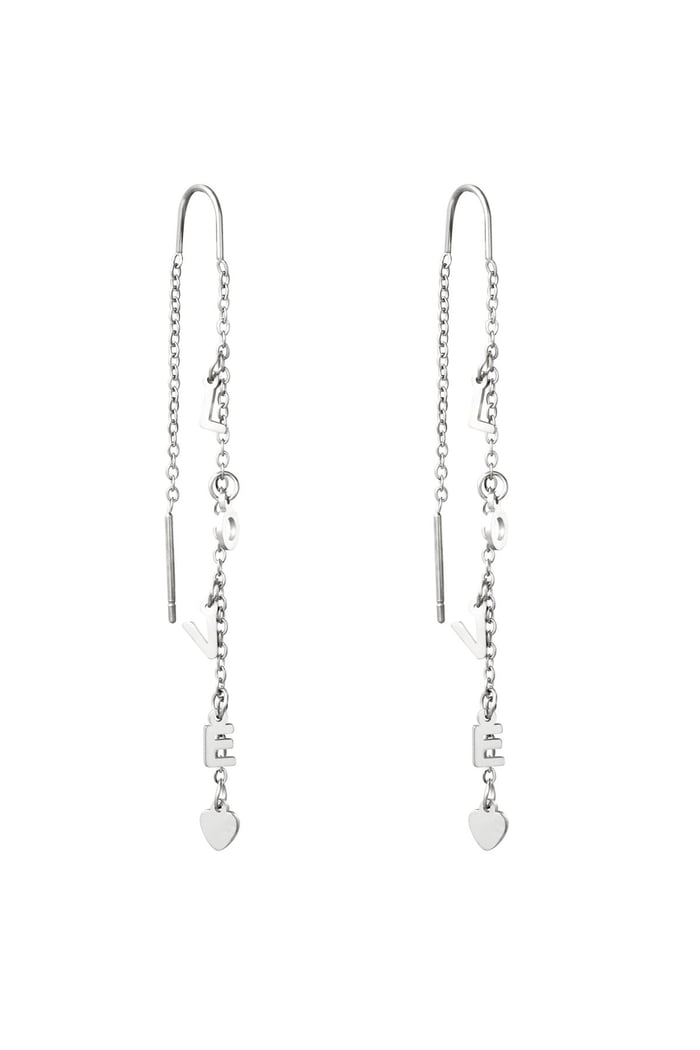 Earrings Love Silver Color Stainless Steel 